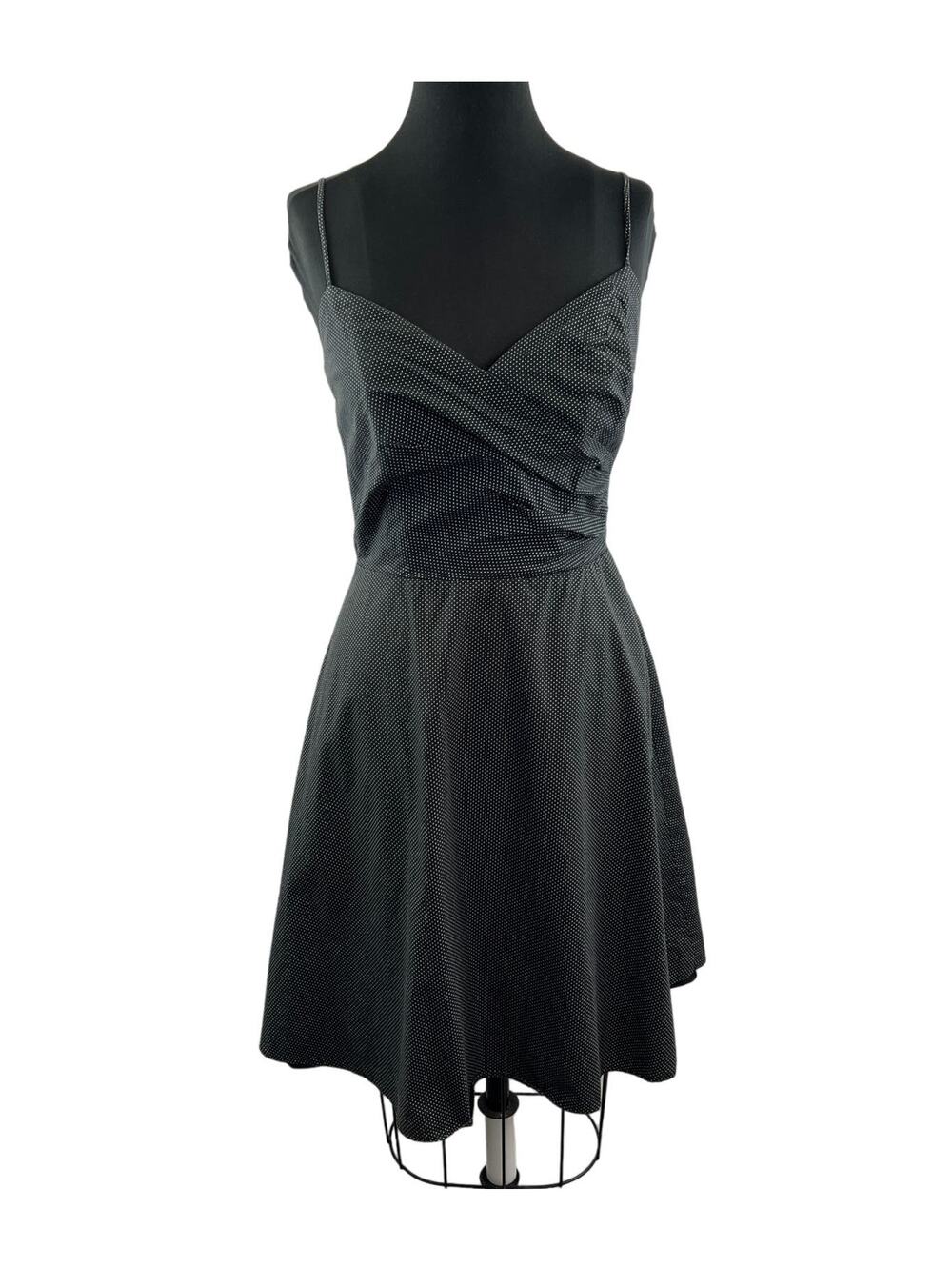 A.B.S. By Allen Schwartz Black White Dress Polka Dot Sweetheart Neck Zipper Sz 8